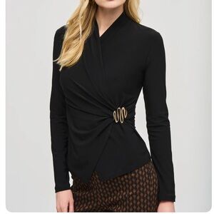 Joseph Ribkoff Black Fitted Wrap Top
